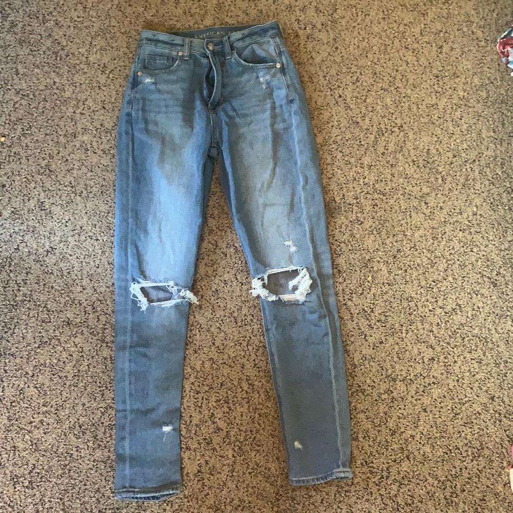 AE ripped mom jeans